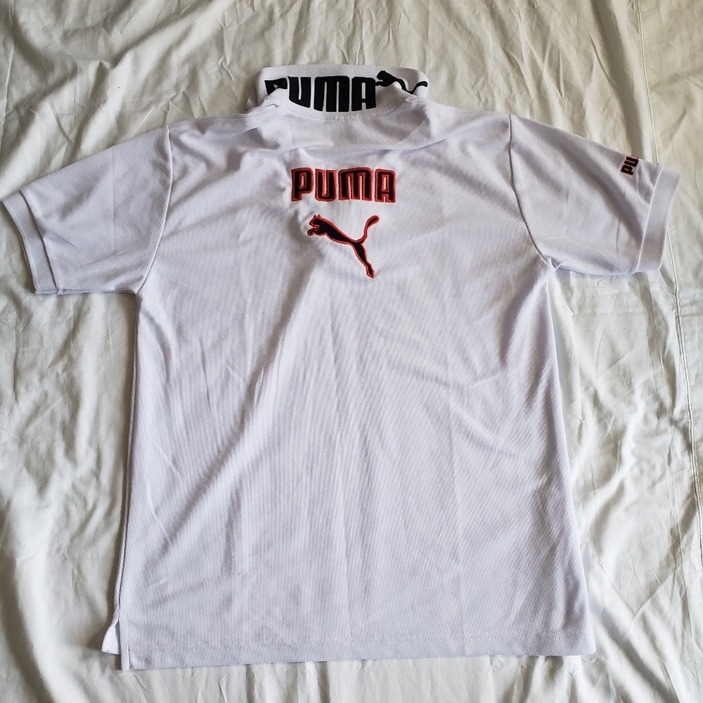 Mens puma polo shirt white large